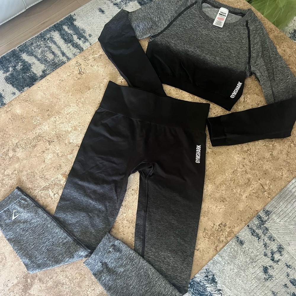 Gymshark SET Adapt Ombré Black and Gray Seamless Top & Leggings Size M - Picture 10 of 17